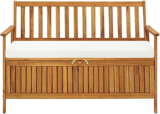 Grand Outdoor Bench,Garden Bench with Armrests,Patio Bench for Outdoors Lawn Yard,Patio Storage Bench Solid Acacia Wood 47.2"x24.8"x33.1"