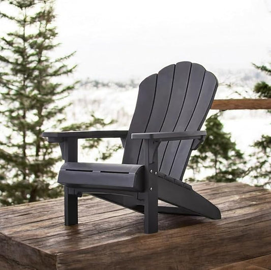 Modern Adirondack Chair with Cup Holder, Outdoor Patio Furniture (Graphite Gray)