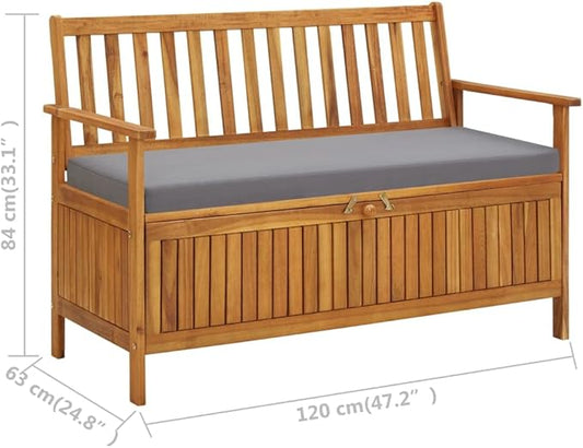Patio Storage Bench Garden Bench Outdoor Bench for Outdoors Porch Entryway Furniture for Yard 47.2" Solid Acacia Wood