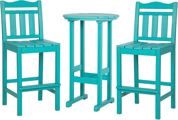 nalone Outdoor Adirondack Chairs and Table Set - HDPE 3 Piece Garden Set with Bar Stools (Aruba) - Photo 1