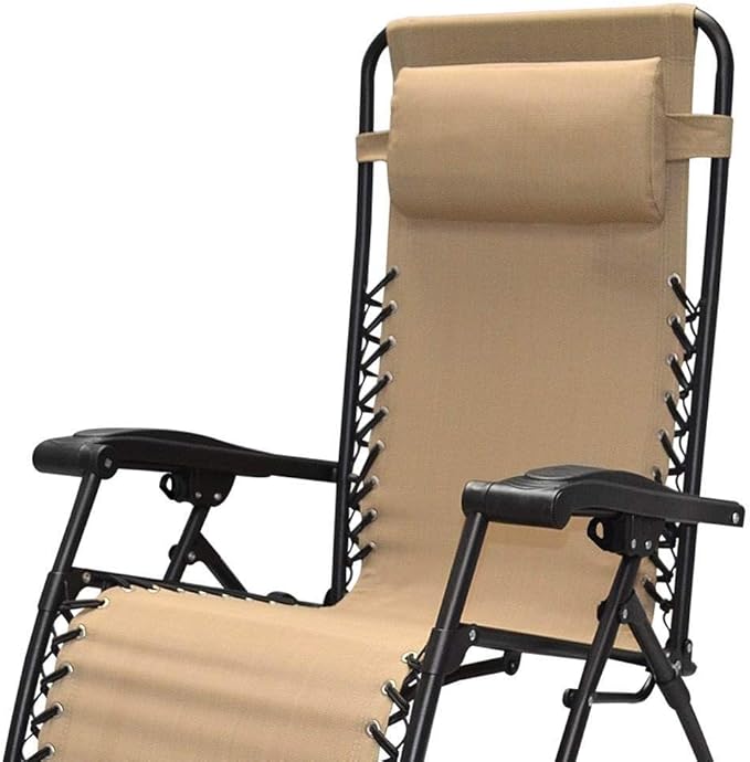 Caravan Canopy Infinity Zero Gravity Steel Frame Patio Deck Chair, Beige (Pair)