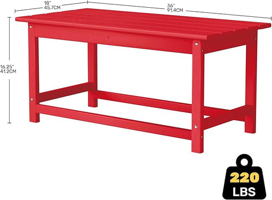 Costaelm Adirondack Conversation Table, HDPE Outdoor Drink Weather Resistant, Outdoor Patio Porch Accent Balcony Table for Pool, Seaside, Backyard, Red