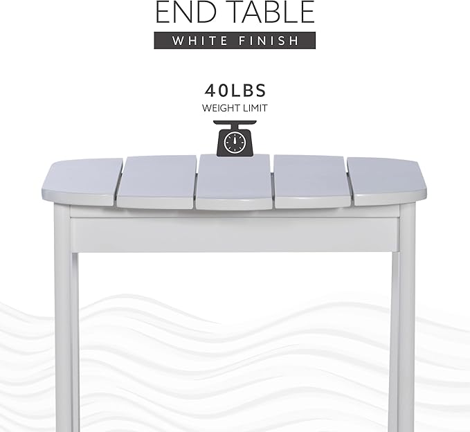 Linon Adirondack, White End Table, 18.5"D x 18.11"W x 18.11"H