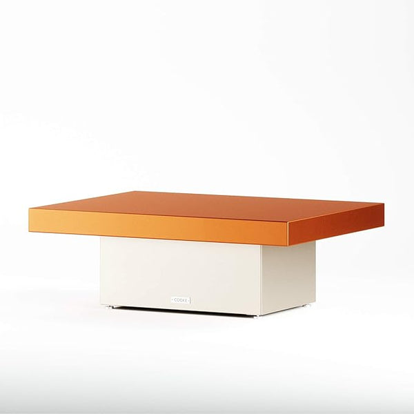 COOKE Santa Barbara Custom Contemporary Outdoor Table (Autumn Texture Aluminum Top, Pearl White Aluminum Base) - Photo 1