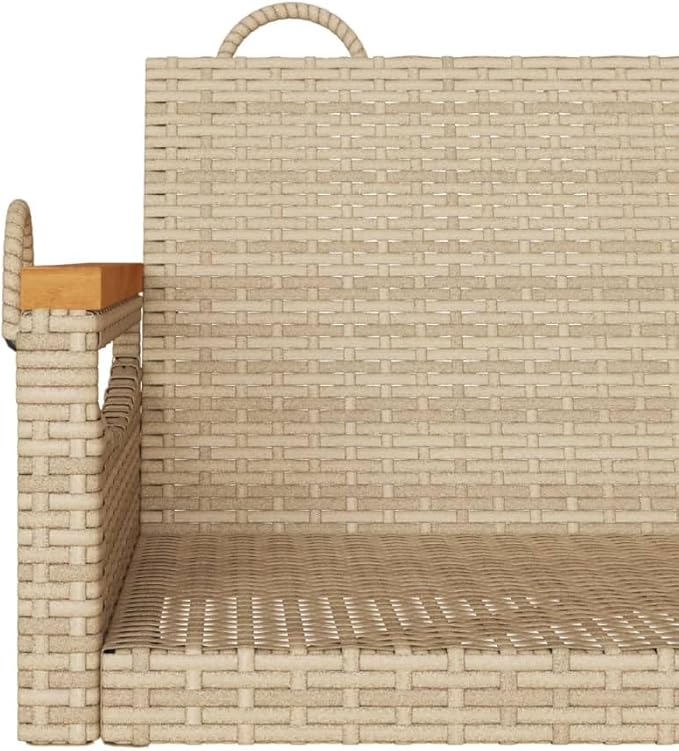 Single Patio Seating Beige, 24.4 x 24.8 x 15.7 in Poly Rattan Garden Seat with Powder-Coated Frame, Contemporary Balcony Loveseat for Small Outdoor Spaces, Quick Assembly
