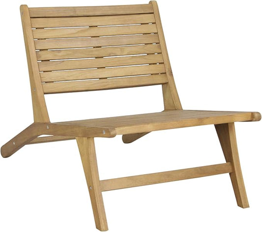 Eyely TAP2000A Virellan Mid-Century Modern Wood Armless Outdoor Patio Chair Contemporary, Bohemian, Coastal, Transitional, Rustic, Natural