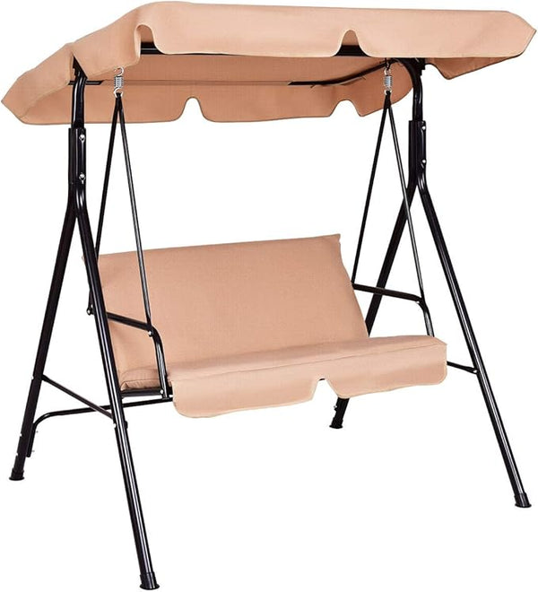 Tangkula 2 Person Porch Swing, Outdoor Swing with Removable Cushions, Solid Steel Structure - Photo 1