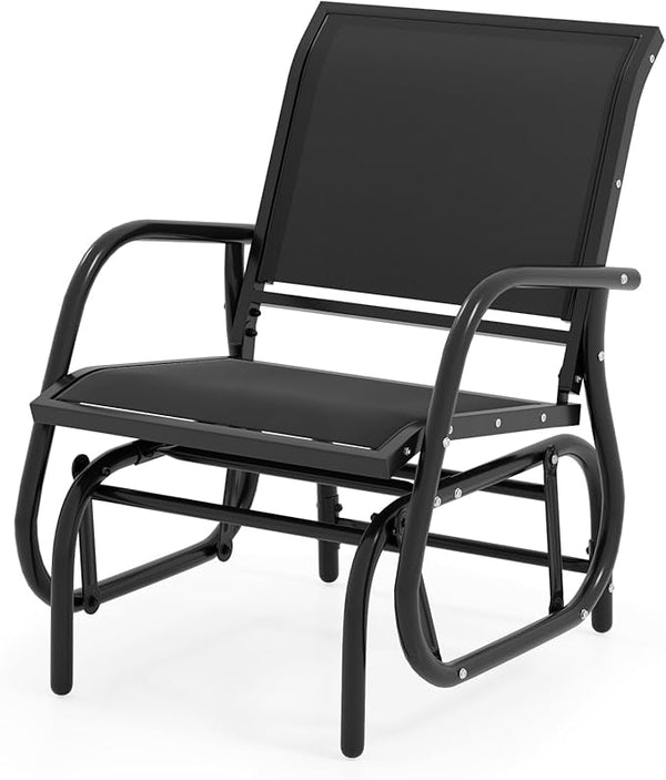 Tangkula Swing Glider Chair, Ergonomic Rocking Chair with Comfortable Fabric, Iron Frame, 4 Non-Slip Foot Pads - Photo 1