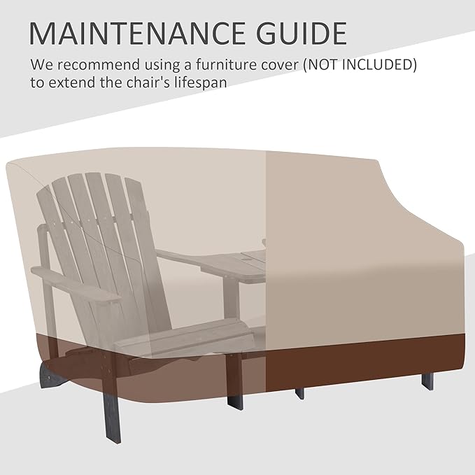 Outsunny Wooden Adirondack Chairs for Two People, Outdoor Fire Pit Chair with Table & Umbrella Hole, Patio Chair for Deck Lawn Pool Backyard, Gray