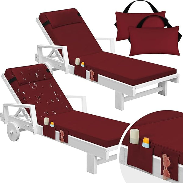 Tondiamo 2 Set Outdoor Chaise Lounge Cushions with Pillows and Storage - Photo 1