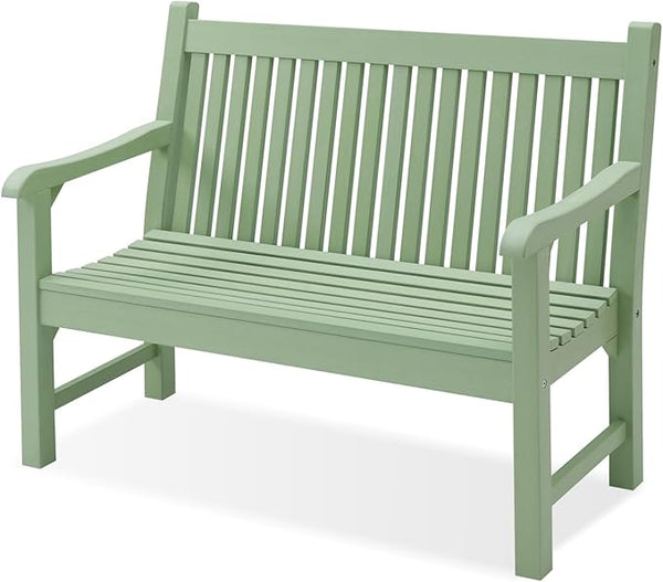 Psilvam Garden Bench, 2-Person Poly Lumber Patio Bench, All-Weather Outdoor Bench that Never Rot, Memorial Bench, Suit for Garden, Porch and Park (Green)