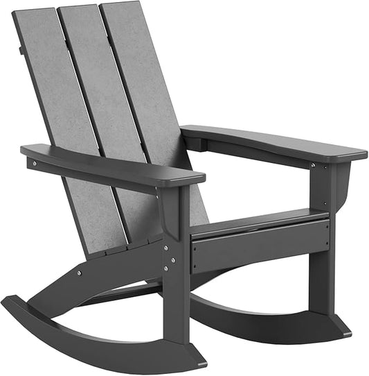 WO WESTIN OUTDOOR HDPE Shoreside Modern Rocking Poly Adirondack Chair,Gray