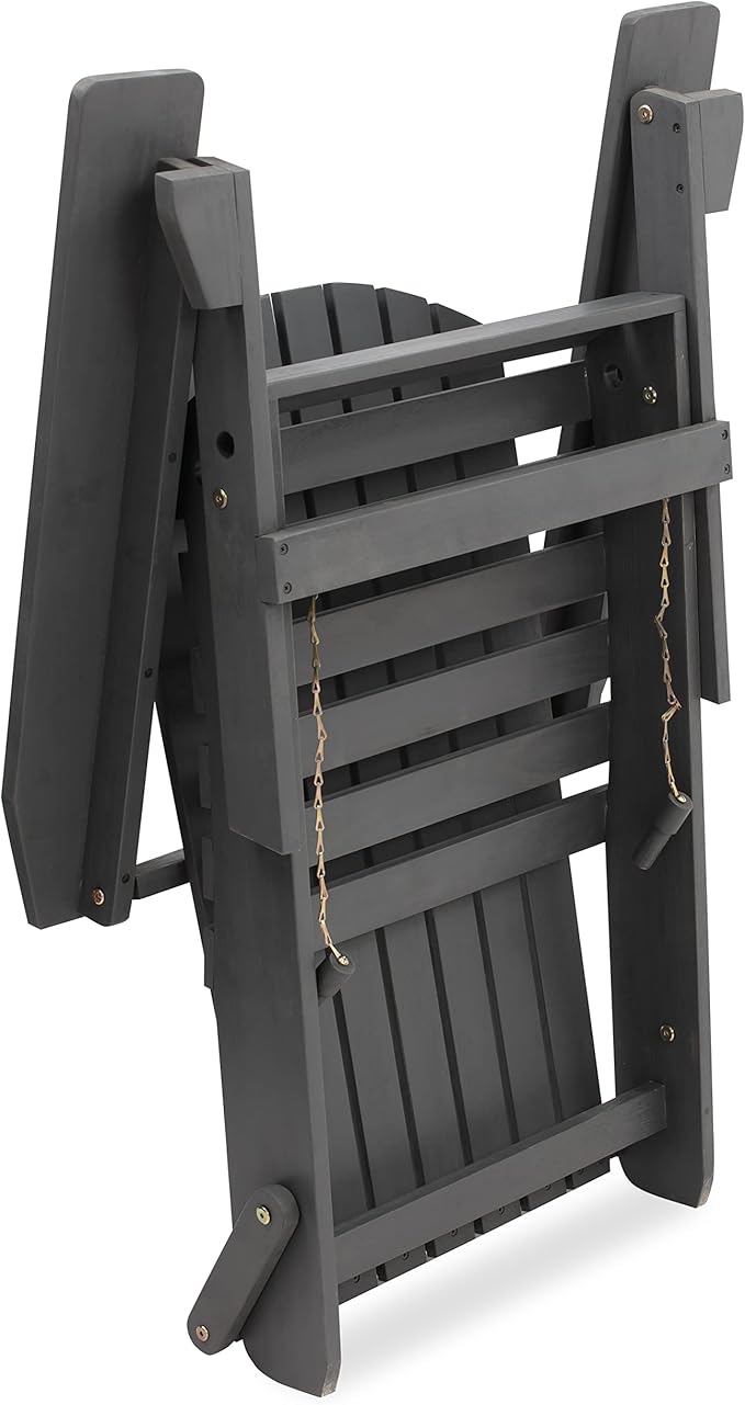 Amazon Aware FSC Certified Outdoor Folding Adirondack Chair, Acacia Wood, Dark Grey