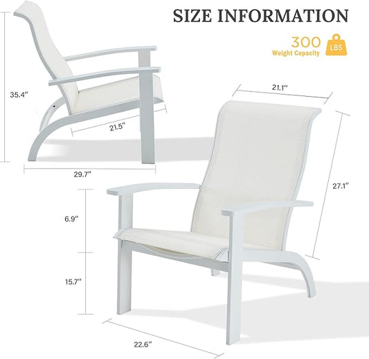 VICLLAX Outdoor Adirondack Chair Set of 2, Patio Chair for Lawn Garden, All Weather Outdoor Lounge Chair, White