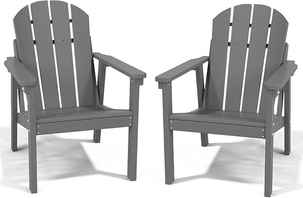 Adirondack Chair Set of 2, All Weather HDPE Fire Pit Chairs, Oversized Plastic Adirondack Chair for Outdoor, Balcony - Photo 1