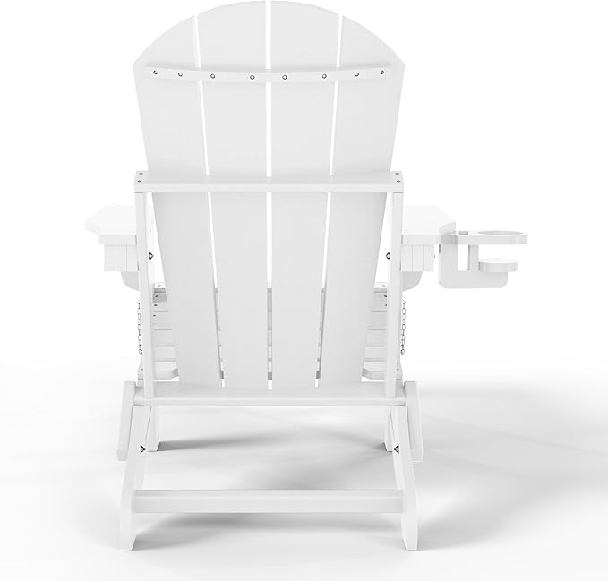 WestinTrends Malibu Folding Adjustable Adirondack Chair with Retractable Ottoman and Cup Holder, White