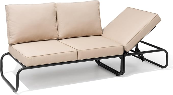 3PCS Aluminum Outdoor Furniture Sets with Cushion Patio Sectional Sofas with Adjustable Backsest, Patio Conversation Set for Pool, Backyard, Garden, Beige