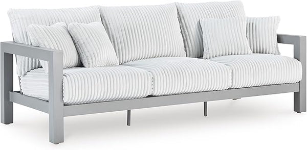 Signature Design by Ashley Moonlight View Contemporary Outdoor Nuvella Weather Resistant Fabric Sofa with Cushion and 4 - Photo 1