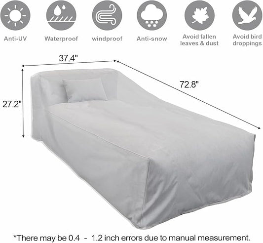 Dineli Outdoor Lounge Chair Cover Waterproof Patio Furniture Covers Outdoor Rectangle Table and Chair Set Covers, Dust Proof Furniture Protective Cover, Light Gray, 72.8"D x 37.4"W x 27.2"H - 2 Pieces