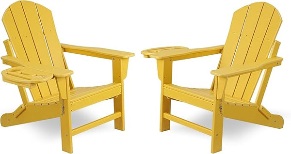 FOOWIN Folding Adirondack Chair Set of 2, HDPE Adirondack Chairs with Cup Holder - Photo 1