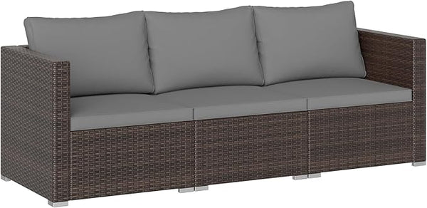 Tangkula 3 Seat Outdoor Wicker Sofa Set, Modular PE Rattan Patio Cushioned Sectional Couch Set - Photo 1