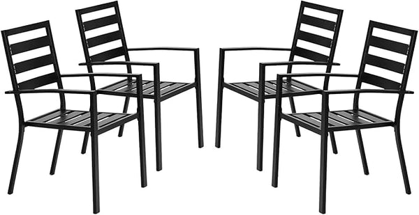 VINGLI Outdoor Dining Chairs Set of 4, Metal Frame Patio Chairs with Armrests - Photo 1