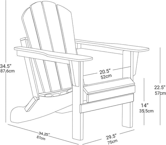Folding Adirondack Chair, All-Weather Fire Pit Chairs, Oversized All Weather Resistant Outdoor Adirondack Chair for Firepit Area BBQ Beach Deck Garden Lawn Backyard Pool (Navy Blue)