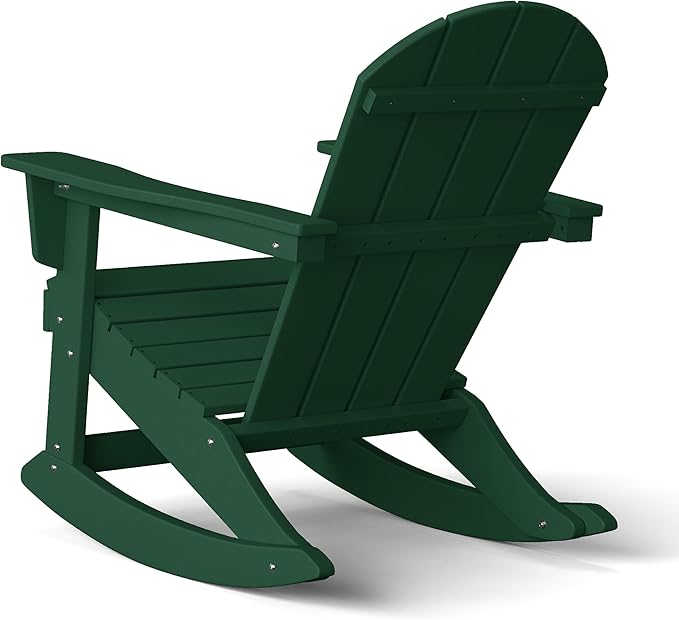 WestinTrends Malibu Outdoor/Patio Poly Adirondack Rocking Chair, Dark Green