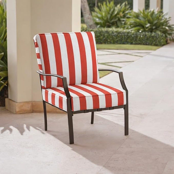 BrylaneHome Bh Outdoor Performance 2-Section Deep Seating Cushion - Classic Red Cabana - Photo 1