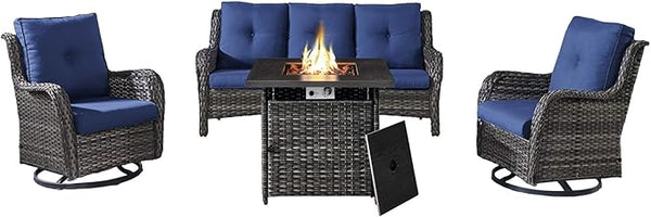 Belord 4 Piece Patio Wicker Furniture Set, Outdoor Swivel Rocker Chairs - Photo 1
