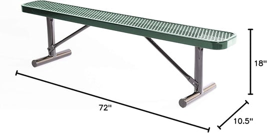 COATEDOUTDOORFURNITURE Coated Outdoor Furniture Heavy-Duty Portable Outdoor Bench Thermoplastic Coated, Expanded Metal, Commercial-Grade Seating, Made in America (Portable Without Back, 6 Ft, Green)
