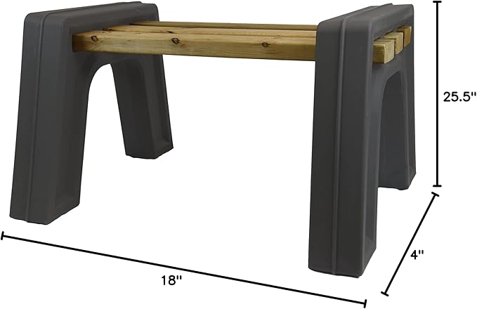RTS Home Accents Custom Length Lightweight Indoor or Outdoor Backless Bench Ends, (Wood & Screws Sold Separately), Graphite
