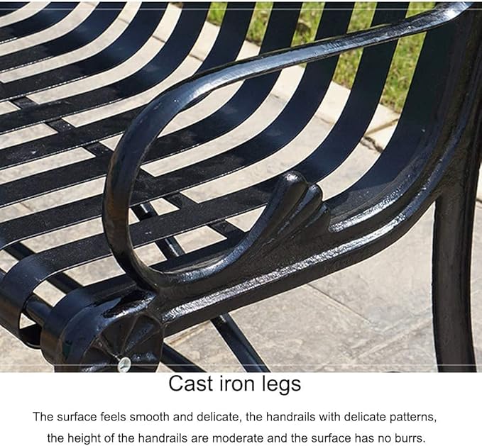 Outdoor Bench Garden Patio Seating Furniture, Outdoor Park Bench Garden Bench, Metal Leisure Cast Iron Bench, Courtyard Terrace Seat Bench with Backrest and Armrest (Size : 150cm)