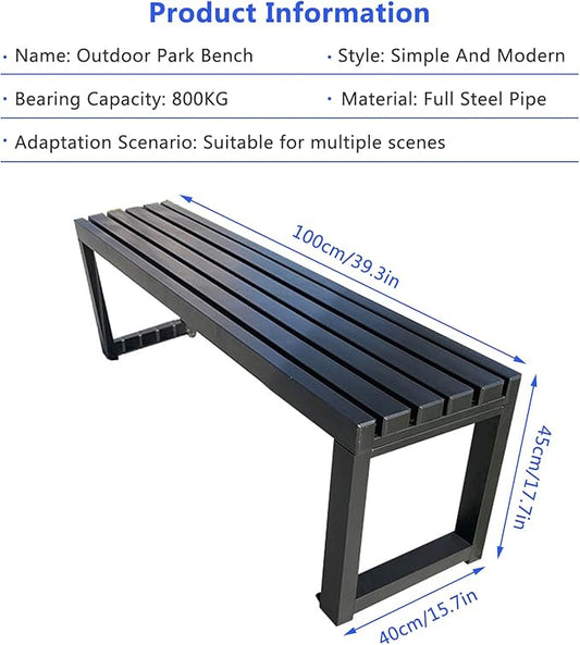 Outdoor Bench,39.3in Patio Park Garden Outdoor Metal Bench,Outdoor Backless Bench,Perfect for The Balcony,Picnic,Backyard,and Patio,Easy Assembly(Color:黑色)