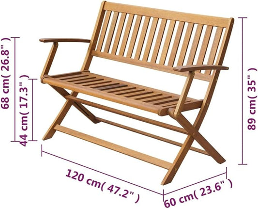 Garden Bench Brown Solid Acacia Wood Patio Bench Practicality Style for Garden Patio