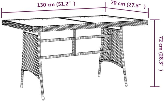 vidaXL Black Outdoor Patio Table, Garden Furniture Dining Table, Weather-Resistant Poly Rattan & Solid Acacia Wood, Lightweight and Durable, 51.2"x27.6"x28.3"