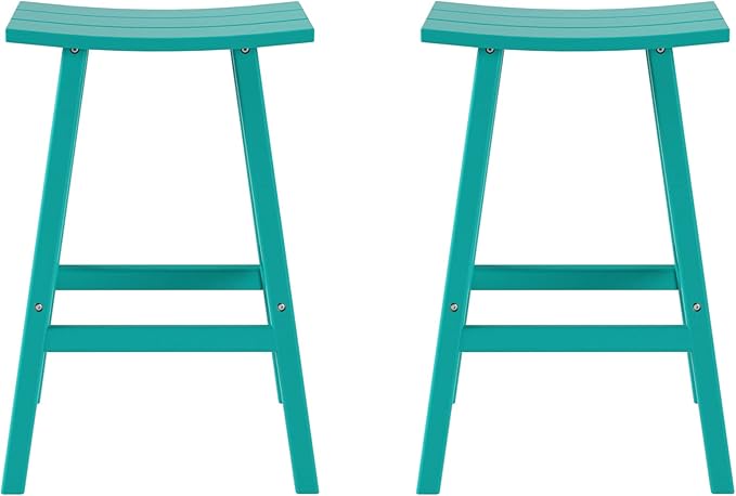 WestinTrends Malibu 2 Piece Set of 29 Height Outdoor/Patio Saddle bar stools, Turquoise