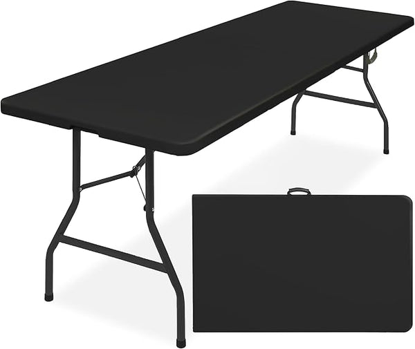 Best Choice Products 8ft Plastic Folding Table, Indoor Outdoor Heavy Duty Portable w/Handle, Lock for Picnic, Party - Photo 1