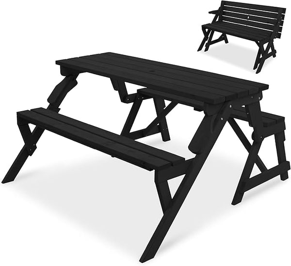 Best Choice Products 2-in-1 Transforming Interchangeable Outdoor Wooden Picnic Table Garden Bench for Backyard, Porch - Photo 1