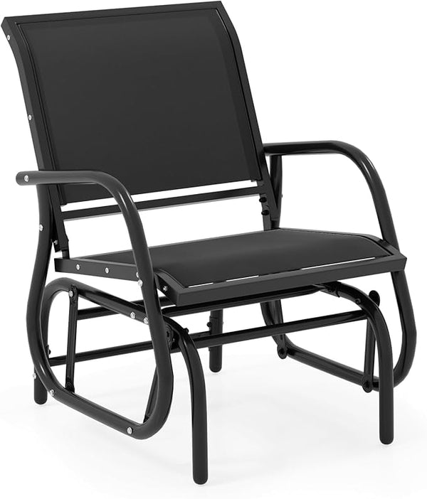 Giantex Swing Glider Chair W/Study Metal Frame Comfortable Patio Chair Love-Seat for Garden, Porch, Backyard, Poolside - Photo 1