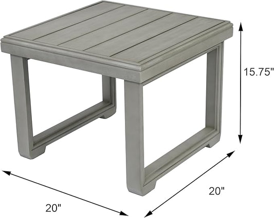 Christopher Knight Home Nicholas Outdoor Small Coffee Table, Slat Panel Square Side Table, Acacia Wood Side Desk for Backyard Balcony Garden, Weather Resistant Patio End Table, Light Grey