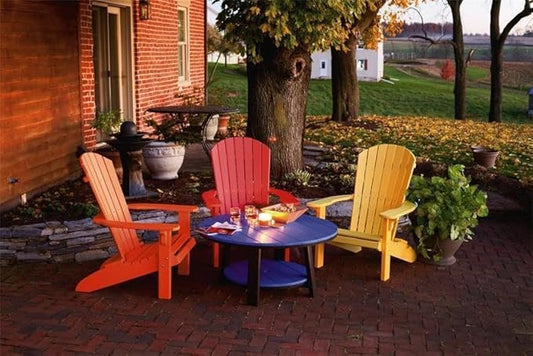 Leisure Lawns Poly Plastic Fanback Adirondack Chair, Outdoor Patio Chair - Amish Made in USA (Yellow)
