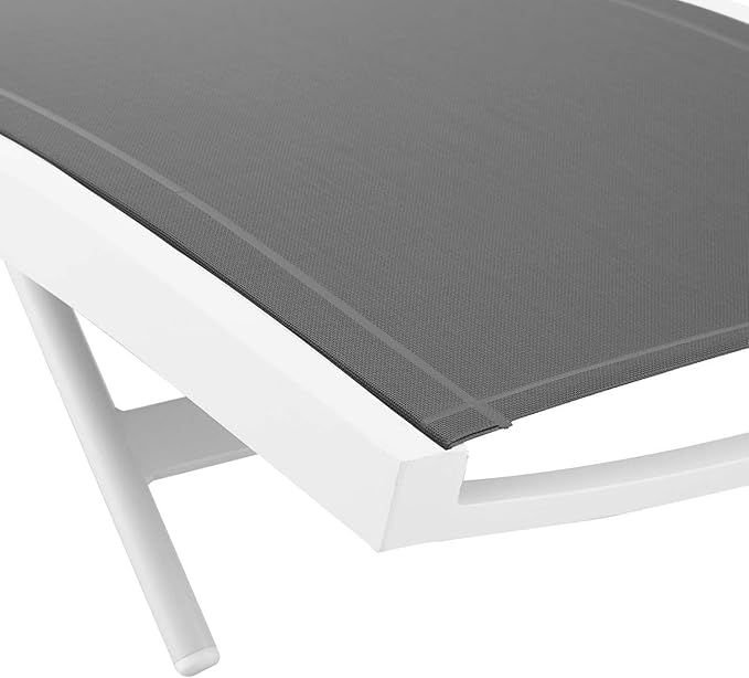 Modway Glimpse Outdoor Patio Mesh Chaise Lounge Set of 2 in White Gray
