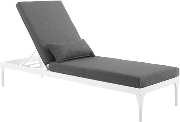 Modway Perspective Aluminum Outdoor Patio Chaise with Cushions, Lounge Chair, White Charcoal - Photo 1