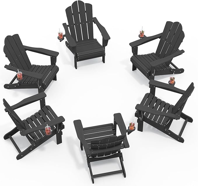 KINGYES Folding HDPE Adirondack Chairs