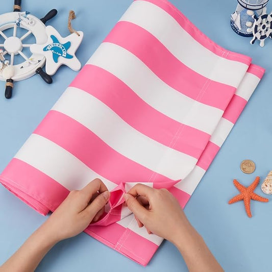 GORGECRAFT 1pcs Beach Sling Chair Replacement Lawn Chair Webbing Hot Pink and White Stripes Chair Oxford Cloth 435 * 1165mm Outdoor Patio Foldable Chaise Lounge Chair Fabric