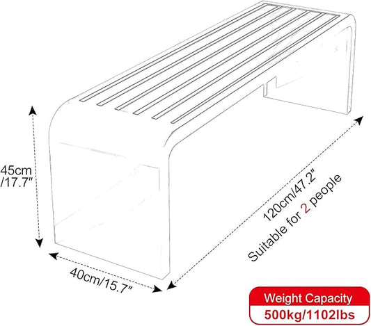 Outdoor Bench Weatherproof, Stainless Steel Metal Garden Bench, Anti-Rust Patio Park Bench for Front Porch, Yard, Lawn, Deck(Metallic,120cm/47in)