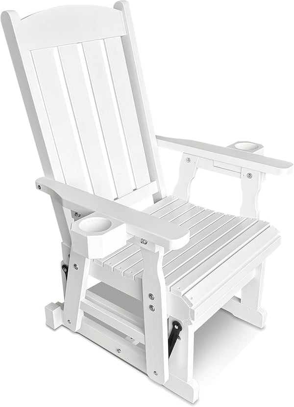 Fortune Candy Wooden Patio Glider for One Person, with High Back and Deep Contoured Seat, Solid Fir Wood - Photo 1