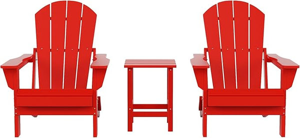 Costaelm 3 piece Patio Set, Outdoor Modern Adirondack Table and Chairs - Photo 1