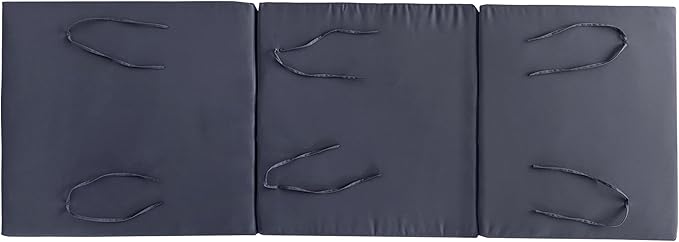 Merax Outdoor Chaise Lounge Cushion with Foldable 3-Section Design, Dark Gray Patio Reclining Chair Cushions for Lawn, Pool and Beach, 27” W x 76.75” D x 4.00” H